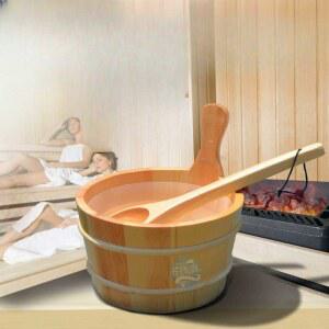 나무 바가지 사우나 건식 나무통 라이너 라이너가 단일 대야 편백 우드 편백나무 스파