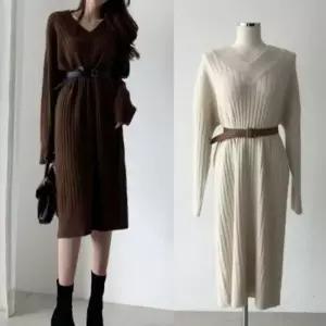 골지 원피스 니트 리스트원피스 벨트 린넨원피스 세트_19873273_667501