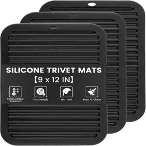 뜨거운 냄비와 프라이팬을 위한 3개의 PCS 실리콘 트리벳 9 x12 내열 매트 주방 쿼츠 조리대용 핫 패드 -