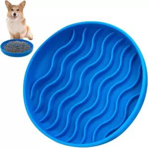 피니 슬로우 피더 개 볼 논슬립 실리콘 - 빠르게 먹는 사람을 위한 파란색 반려동물 사료 접시 식기세척기