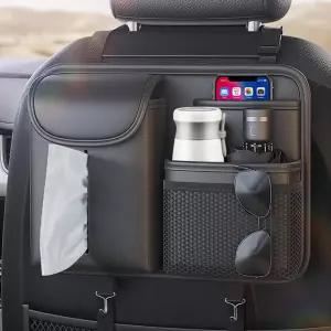 투메코스 카시트 백 수납 가방 티슈 박스가 있는 백시트 정리함 대용량 뒷좌석 포켓 대부분의 차량에 사용