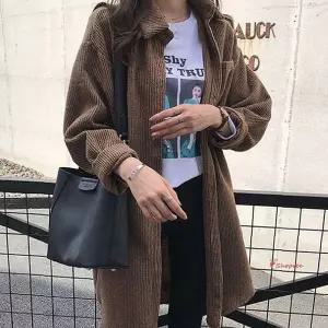 카라형가디건 골지 골덴 가을자켓 코트 롱남방 롱가디건wxy976