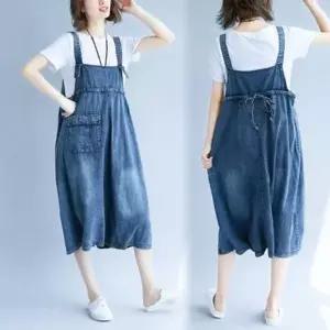F7856 빅사이즈가능 롱멜빵청원피스 롱데님원피스_19913165_667501