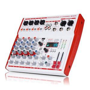 얌웨오 MW-6 화이트 6채널 프로페셔널 DJ 오디오 믹서, DSP 99 프리셋 효과를 갖춘 휴대용 컨트롤러 믹서로 라이브 스트리밍, 팟캐스트, 패밀리 파티, 음악 녹음을 지원합니다