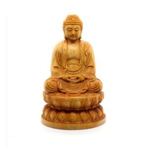 석가모니 좌상 측백나무 높이 기도하는 길이 좌대 조각 목각 미니불상 목불 석가모니좌상