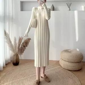 빅 골지 롱원피스 반 하이넥 니트 원피스_19871963_667501