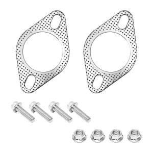 Wevdn 2개의 PCS 자동차 배기 개스킷, 2.5인치 2볼트 파이프 플랜지 나사 4개 포함 교체, 헤더 터보 캣백 액슬백용 고온 액세서리
