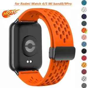 Redmi Watch 4/5 8/9Pro 용 실리콘 스트랩 Mi band 8 pro/9 pro Correa 20/22mm 통기성 팔찌 마그네틱 버클