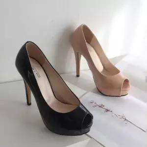 높은구두 에나멜 토오픈 가보시 얇은굽 하이힐 킬힐 여성 구두Y