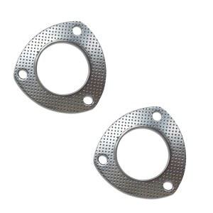 플라이건 2 PCS 자동차 배기 파이프 인터페이스 개스킷, 2.5인치 3홀 스테인리스 스틸 개스킷 고온 저항 머플러 플랜지 개조 교체 액세서리, 대부분의 모델(실버)용