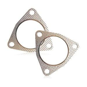 Jewkot 2 PCS 자동차 배기 파이프 개스킷, 2.48인치 석면 저항성 고온 고압 3구 플랜지 씰링 개조 교체 액세서리, 대부분의 모델(실버)용