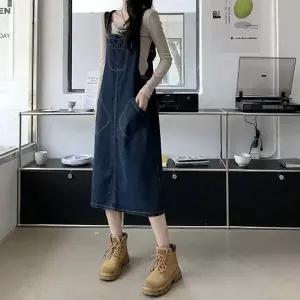 여성 캐주얼 꾸안꾸룩 포켓 멜빵 청치마 데님원피스_19951857_667501