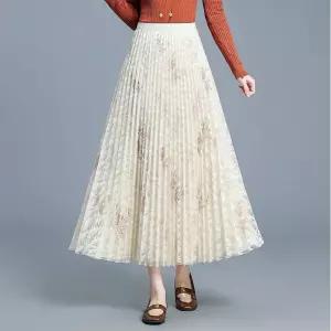 스파이더맨 여친 스커트 봄 망사 롱 레이스 앞뒷면 A라인 슬림핏 플리츠 OPH1