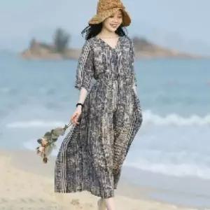 [에이치플러스몰](127000100) 헐렁한반소매모시원피스 민소매 사이즈 휴양지룩 000100