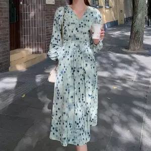 다이아패턴 롱원피스 랩스타일 허리 스트링_19951244_667501