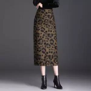 스트레인지 치마 롱 가을 여친 데일리룩 호피 표범무늬 프릴 KUK3
