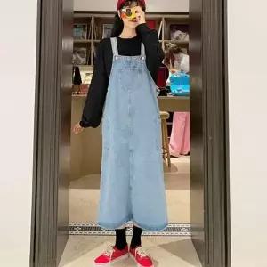 데일리 점프수트 포켓 연청 원피스 롱치마 멜빵 패션_19956784_667501