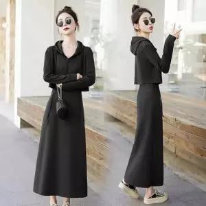 스트레인지 여자 원피스 치마 롱 가을 투피스 세트 후드 데일리룩 코디 나시 맨투맨 KUK3