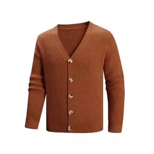 쉬헐크 남성 남성용 니트 캐주얼 카디건 상의 단추 브이넥 스웨터 도톰 KKE1