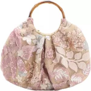베르두사 여성용 플로럴 우아한 시퀸 이브닝 핸드백 구슬 가방 손잡이 주름 파티 클러치 지갑