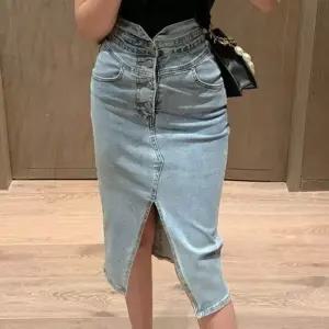 데님 슬릿 청롱치마 버튼 단추 디자인 연청치마 오픈_19958754_667501