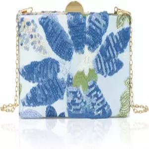 여성용 자수 세퀸 클러치 지갑 우아한 플로럴 비즈 이브닝 백 결혼식 게스트 반짝이는 파티 어깨