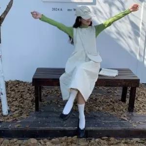 여성패션 그린니트+누빔 허리밴딩 나시 원피스 세트_19952980_667501