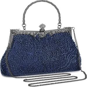 UBORSE 1920년대 빈티지 구슬 클러치 이브닝 백 여성용 포멀 브라이덜 웨딩 지갑 프롬 칵테일 파티 핸드백