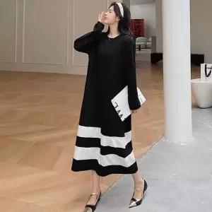 배색 롱원피스 플라워 트렌드 1P 데일리 데일리 심플_19956725_667501