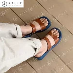 [애슬릿] 여성 스퀘어 투 스트랩 플랫폼 웨지 슬리퍼 뮬