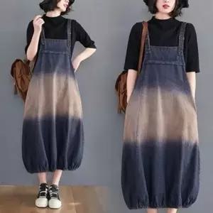 데님멜빵 LC75200 배색워싱 점프슈트 멜빵청치마_19957054_667501