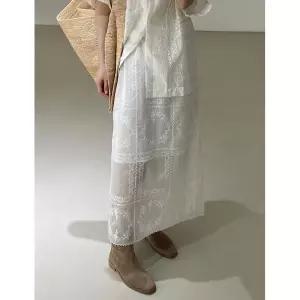 WISHED 펀칭 레이스 디테일 롱 스커트 (WICASK002) 1112674