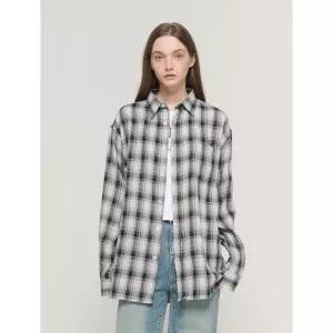 CARGOBROS FOR WOMAN 플란넬 기모 체크 오버핏 셔츠 (블랙) 1148746
