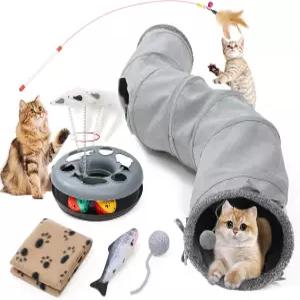 TSEB4TEP 고양이 터널 실내 장난감 롤러 트랙 접이식 S자형 놀이 튜브 강아지 토끼 페럿을 위한 10.5인치