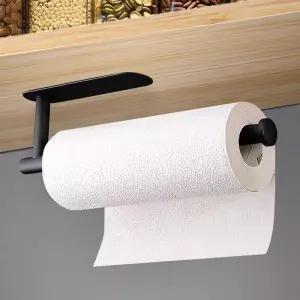 캐비닛 아래 종이 타월 홀더 - 1팩 자체 또는 드릴링 벽걸이 롤 주방용 304 스테인리스 스틸 13인치-블랙