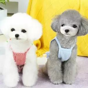 반려견 귀여운 예쁜 부드러운 체크 패턴 나시 원피스_19957398_667501