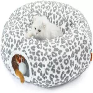 실내 고양이를 위한 Nxwjoy 고양이 터널 침대 35.5인치 XL 도넛 귀여운 튜브 라운드 반려동물 놀이 장난감