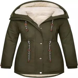 위푹스 여성 플리스 안감 재킷 겨울 코트 따뜻한 두꺼운 셰르파 파카 캐주얼 퍼지 퍼퍼 아웃웨어 후드 포함