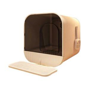 화장실 모터캡 소장 고양이 커버 및 증정 사막화방지 시 대형 펠렛 밀폐형 스크레이퍼 화이트 고양이화장실