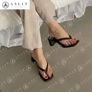 [애슬릿] 사각 기본 Y 스트랩 쪼리 여성 슬리퍼 힐 뮬