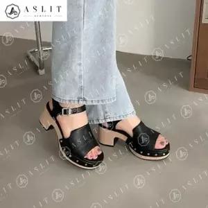 [애슬릿] 둥근 코 가보시 찡 발목 스트랩 통굽 여름 샌들