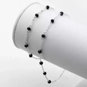 [애슬릿] 925 실버 블랙 크리스탈 체인 은 발찌