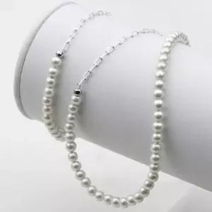 [애슬릿] 925 실버 담수 진주 컷팅 체인 은 발찌