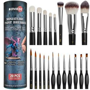 코비데 미니어처 페인트 브러시 드라이 브러시, 블렌딩, 더스팅, 아크릴 오일 수채화, 모형 페인팅, 공예, 숫자별 페인트용 20PCS 미세 디테일 세트