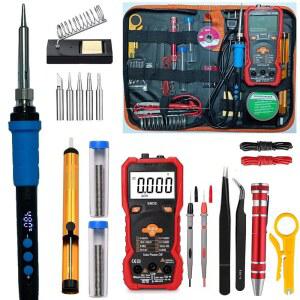 전기 납땜 인두, 조절 가능한 온도 인두 키트, 5개 판매 팁, 디지털 멀티미터 멀티 테스터, NCV, TRMS 6000 카운트, 스마트 자동 범위, 전압 테스터