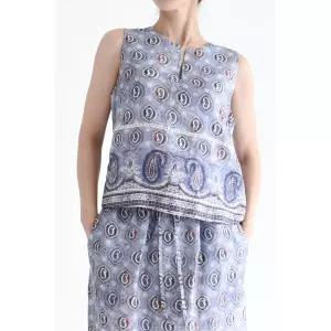 비꼴리끄 린넨 프린트 민소매 블라우스 1139925