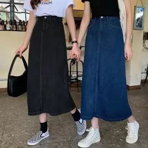 롱 데님 청치마 뒷트임 H라인 사이즈 조절_19956817_667501