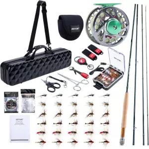 고투어 플라이 낚싯대 및 릴 콤보와 로드 기어 케이스 9피트 4피스 프리 스풀 라인 리더 티펫 포스프 니퍼