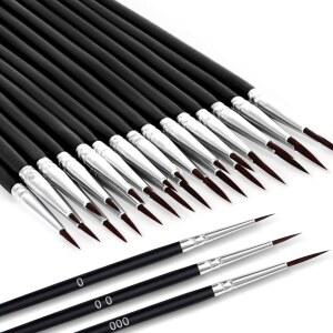 30개의 작은 디테일 페인트 브러시 세트, 3가지 크기의 소형 브러시, 네일 아트 수채화 공예 오일 아크릴 페인팅 모델 조각용 미니 미니어처 얇은 팁 라이너