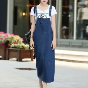 진청 데님 멜빵치마 여유핏 경량 끈조절 캐주얼룩_19953075_667501